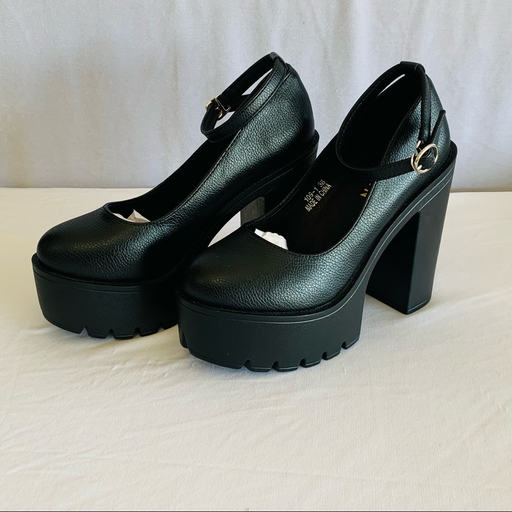 Chunky platform shoes with ankle strap